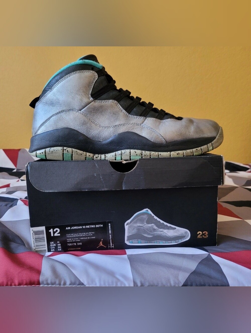 Jordan Retro 10 Liberty 30th Men's Size 12 Silver Basketball Shoes